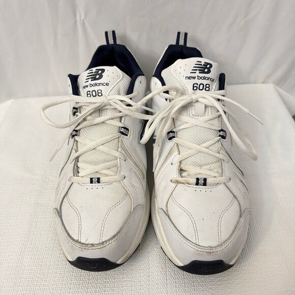 New Balance 608v5 Mens Shoes Size 12D White Navy Leather - Picture 3 of 9